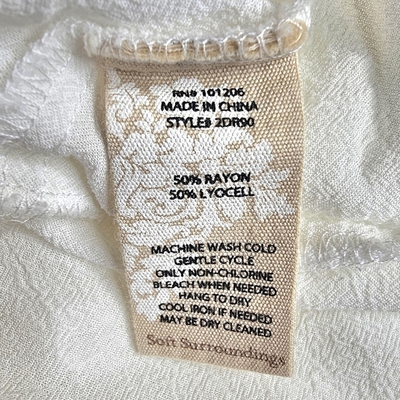 Soft Surroundings Small Boho Crinkle Button Front Off White Long Sleeve Blouse - Picture 16 of 16